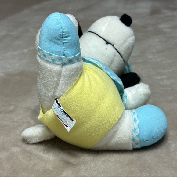 Snoopy Baby Stuffed Animal Plush Vintage Blue Yellow - Picture 5 of 7